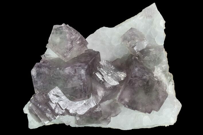 Purple Fluorite Crystals on Druzy Quartz - China #100726